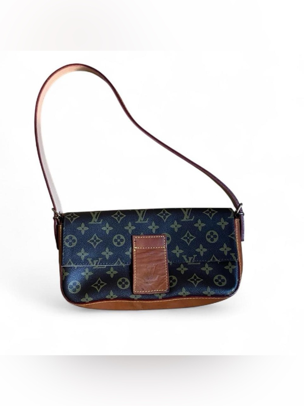 Brown Leather Vintage Replica Purse with Magnetic closure and inner pockets